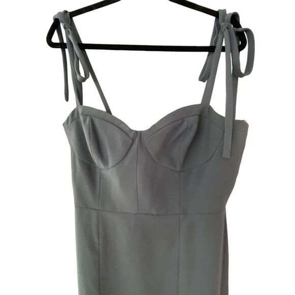 Norstrom Dessy Collections 3069 Midi Bustier Dress Silverstone Gray Size 14 - Picture 4 of 15